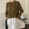 Hirsionsan Casual Solid Base Soft Pullovers Female Loose O Neck Long Sleeve Knitted Sweater Women Autumn Winter Trendy Elegant Jumper