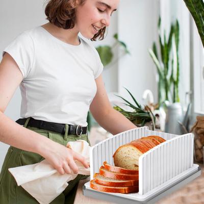 Yousheng Adjustable Bread Slicer with Crumb Tray Adjustable Widths Foldable Design Bread Cutting Tool for Homemade Loaf Sourdough Sandwiches