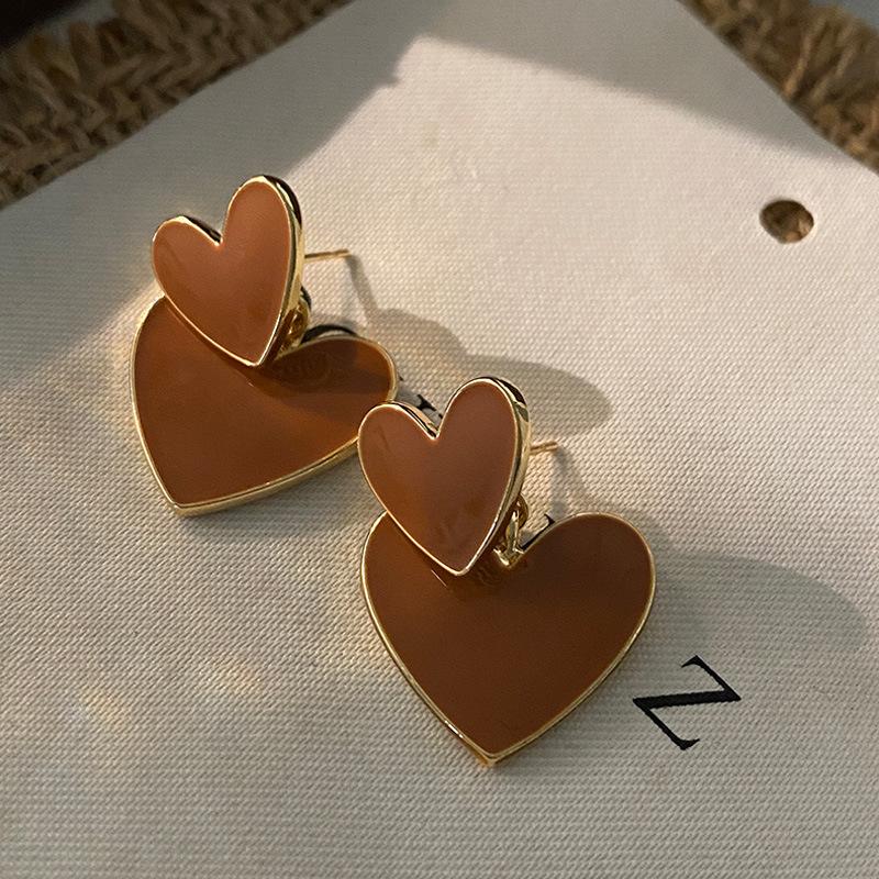 Butterfly Stud Earrings Maillard Geometric Design Niche Earrings French Retro Drip Glaze Earrings Women