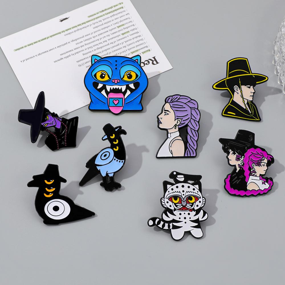 KPop Demon Hunters Cartoon Character Enamel Pins - Jinu Lumi Zoey Derpy Tiger Designs Alloy Brooch Lapel Badge Jewelry for Fans