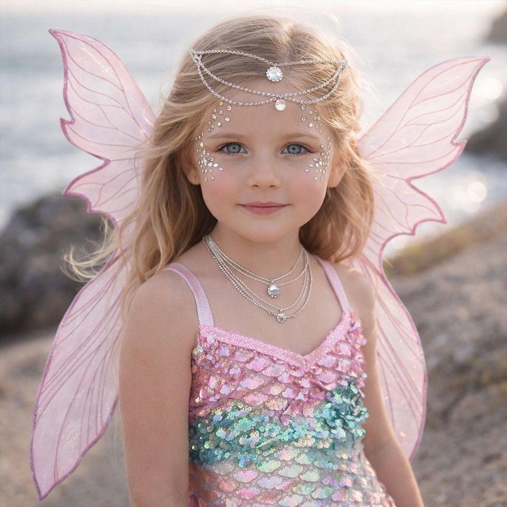 Magical Mermaid Fairy Wings With Stickers Colorful Butterfly Costume Wings Headpiece Cicada Wing for Women Girls