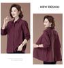 2025 New Autumn Plaid Cotton Shirt for Middle-Aged & Elderly Women - Plus Size, Turn-Down Collar, Cotton Linen