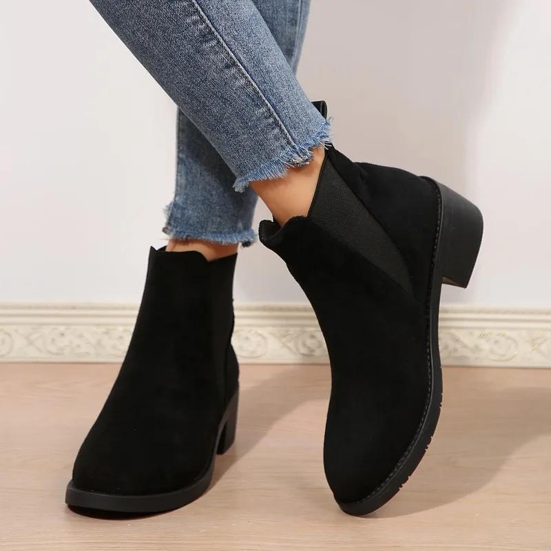 Fashion 2025 Hot Sale Ladies Shoes Slip-on Women's Boots Fashion Round Toe Modern Boots Women New Comfortable Best Seller Ankle Boots