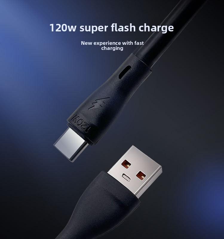 Type-C/USB-A Data Cable 120W 6A Super Fast Charging with Pure Copper Core PVC Jacket 2m Model TPC01
