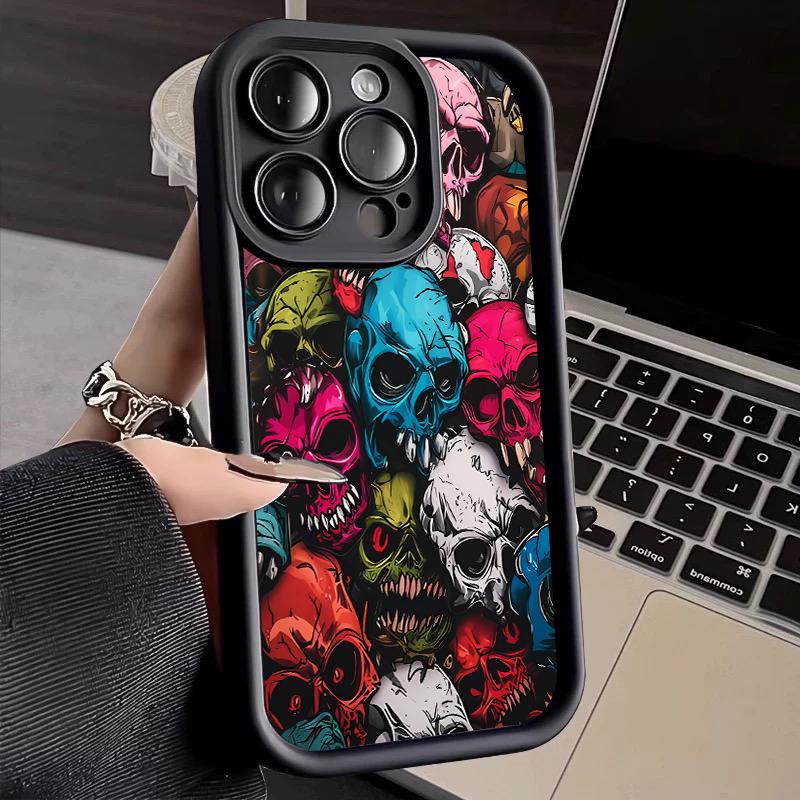 Fashionable Colorful Skull Pattern Phone Case For iPhone 17 16 15 14 13 12 11 Pro Max 17 Air 16E X XR XS 7 8 Plus Soft Cover