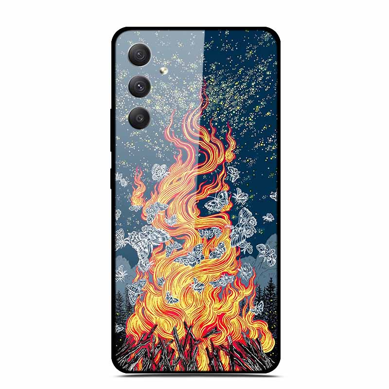 Tempered Glass Cases For Samsung M35 5G Case GalaxyM35 Painted Hard Back Fundas for Samsung Galaxy M35 5G Back Cover Protection
