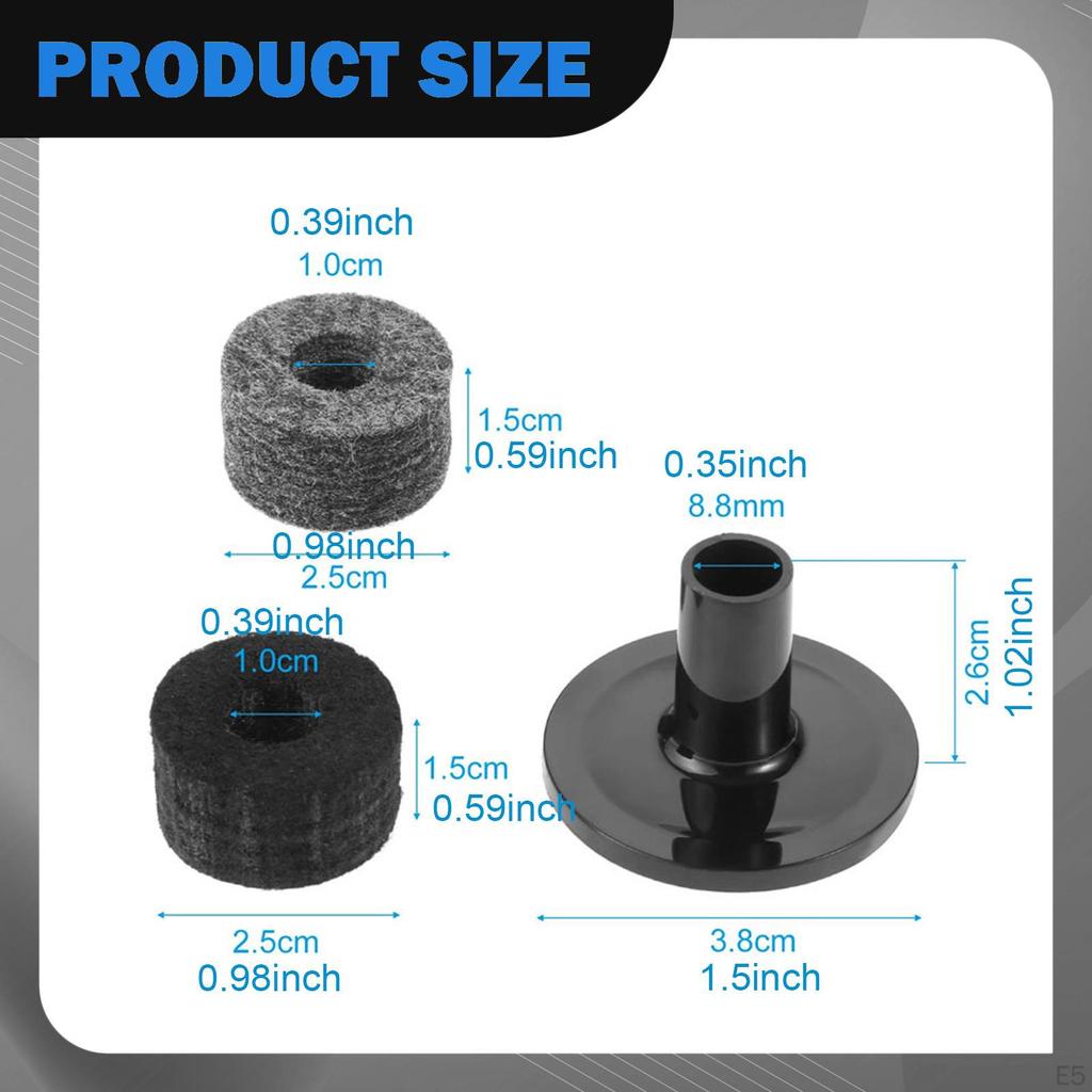10 Pieces Cymbal Accessories Parts Drum Sleeves Cymbals Stand Pads for Show