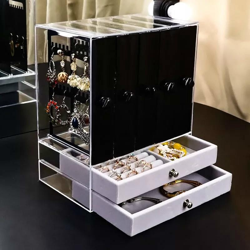 Transparent Multifunctional Jewelry Box Dustproof Display Stand Three-dimensional Large Capacity Necklace Earring Storage Boxes