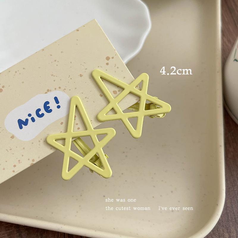 2Pcs Korean colorful Pentagram Hairpin Bangs Broken Hair Star Hairpin Side Duckbill Clip Cute Hair Accessories