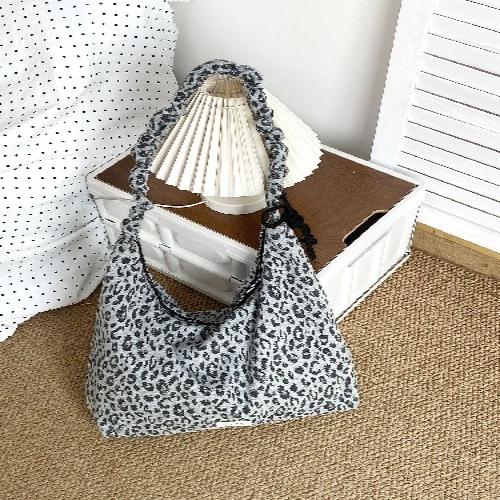Korean Star Print Crossbody Bag for Women, Black White Large Capacity Hobo Shoulder Purse, Casual Versatile Handbag for School