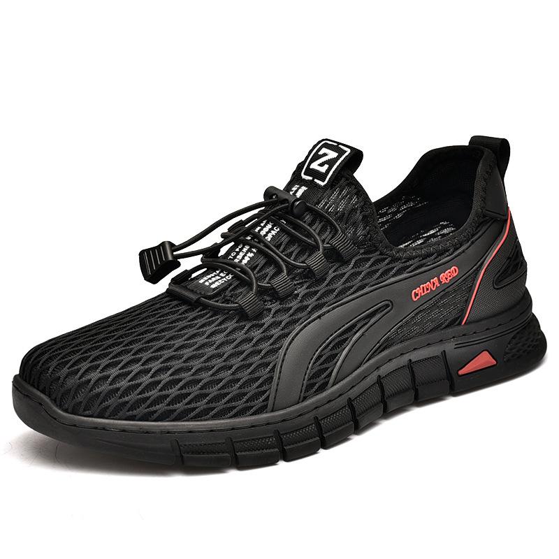 

Mesh shoes men s summer hollow breathable lightweight sports shoes men s one-pedal soft-soled casual men s shoes jogging shoes versatile 38 чёрный