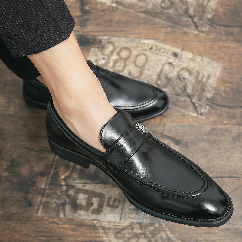 

Внешняя торговля большой размер весна новая деловая мужская кожаная обувь тренд мода обувь для ленивых ног маленькая кожаная обувь внешняя торговля мужская обувь 48 чёрный