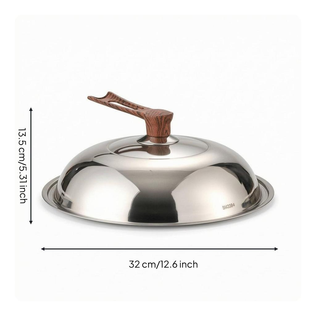 Domed Pot Lid with Viewing Section Transparent Stainless Steel Glass Window