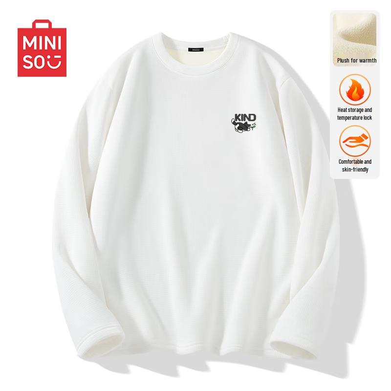 MINISO Men s Waffle Knit Plush Warm Long Sleeve T-Shirt L