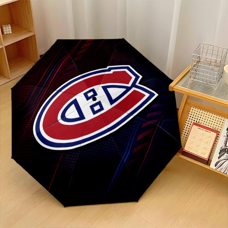 Stampa Montreal Canadiens Auto 8?Ombrello Pieghevole con Stecche Resistente al Vento Leggero Ombrello Automatico per Viaggi Quotidiani