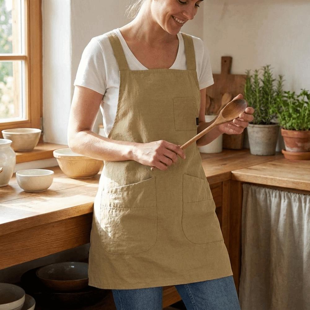 Oil-Proof Sleeveless Apron with Pocket Dirt-Resistant Workwear Simple Vest-Style Apron  Baking