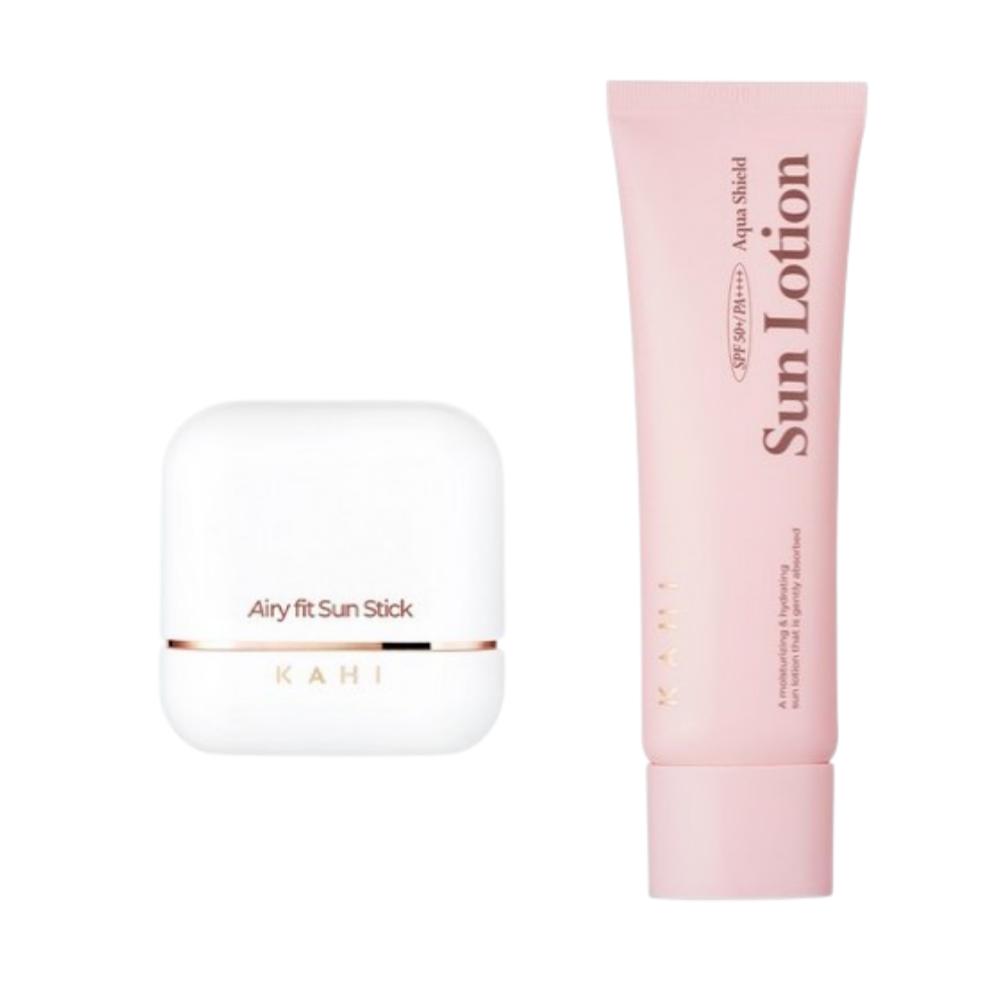 KAHI Airy Fit Sun Stick 14g + Aqua Shield Sun Lotion SPF50+ PA++++ 50ml Set