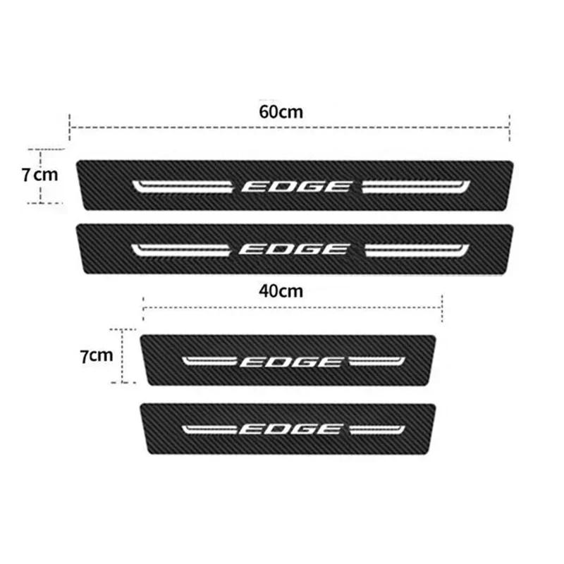 Carbon Fiber Car Door Sill Anti Kick Sticker Rear Bumper Trunk Scratch Guard Decals For Ford EDGE Logo Exterior Accessories
