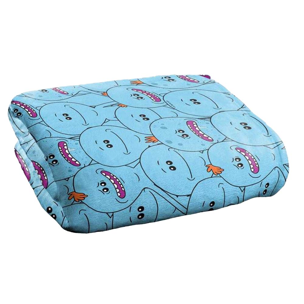 Rick And Morty Silky Crowd Mr Meeseeks Supersoft Blanket