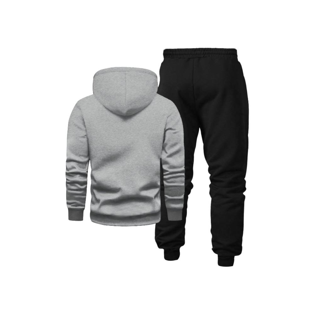 Men's Printed Hoodie and Pants Paired with Velvet, New Autumn and Winter Two Piece Couple Sportswear and Drawstring Casual Pants