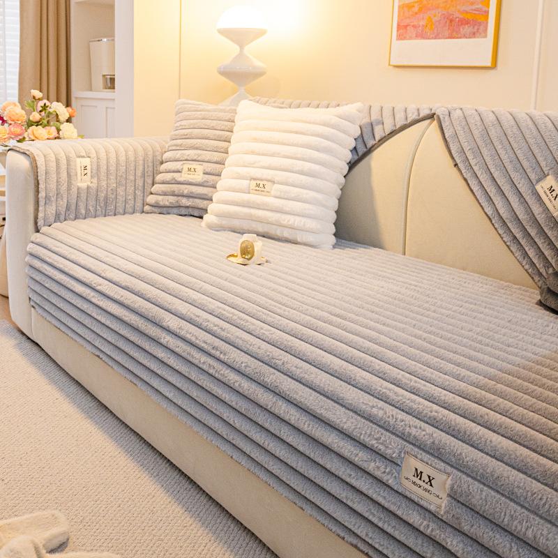 Solid Color Plush Sofa Cushion  New Simple Autumn And Winter Thickened Non-Slip And Anti-Cat Scratch Seat Cushion Sofa Cover Cover Cloth