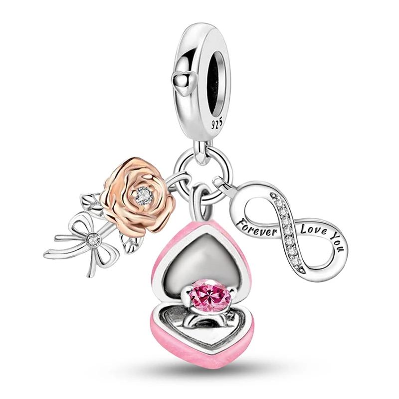 Copper Butterfly Zircon Love Heart Charms Beads Fit Diy Bracelet Bangle Making Gift Of High Quality Jewelry Gifts