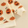 Baby Boys Girls Halloween Outfits Long Sleeve O Neck Pumpkin Print Tops + Gray Drawstring Pants
