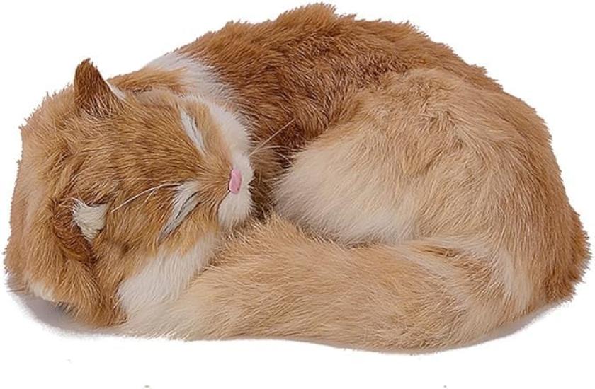 Qingyun LEE Realistic Lying Cat Plush Toy, Lifelike Cat Figurine, Room Decor, Birthday, Anniversary Gift, Size 6