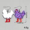 Funny High Heels Chicken Acrylic Christmas Earrings for Women Glitter Colorful Xmas Hat Hen Dangle Earrings Cute Jewelry Gift