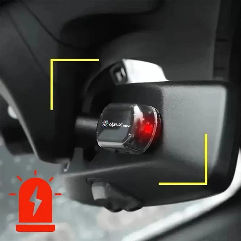 For Alfa romeo giulietta giulia stelvio 156 gt 159 147 1pcs Car Led Security Light Solar Powered Caution Lamp Anti-Theft Lamp zl9