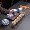 999 Sterling Silver Ceramic Kung Fu Tea Set
