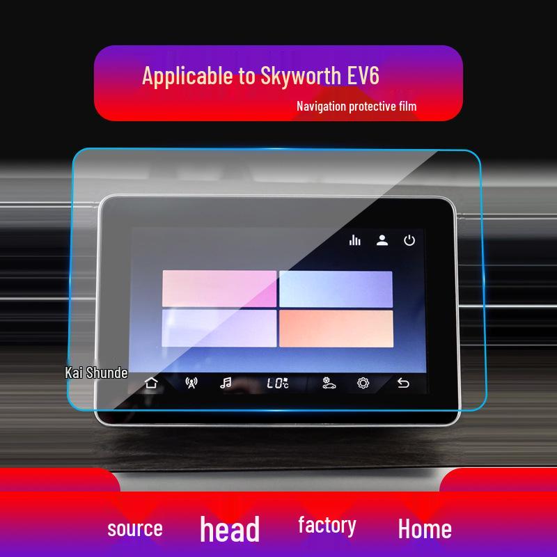 Skyworth EV6 Navigation Tempered Film: Fits 26 Models, Protects HTi Center Console Display.