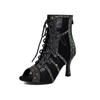 Fashion Water Diamond Hollow Out Fish Mouth Cross Strap Cool Boots European American Women 8cm High Heels Jazz Dance Latin Dance Sandals