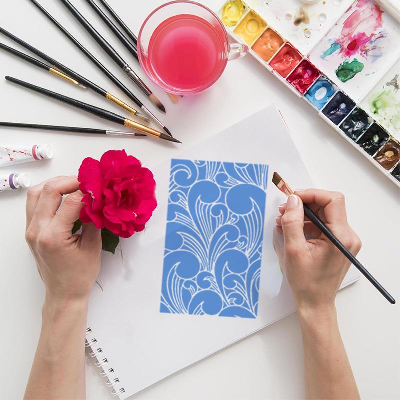 New Style, 12 Pieces/set, Leaf Coral Print Theme, Geometric Texture Template, Hollow Painting Theme, Painting Template