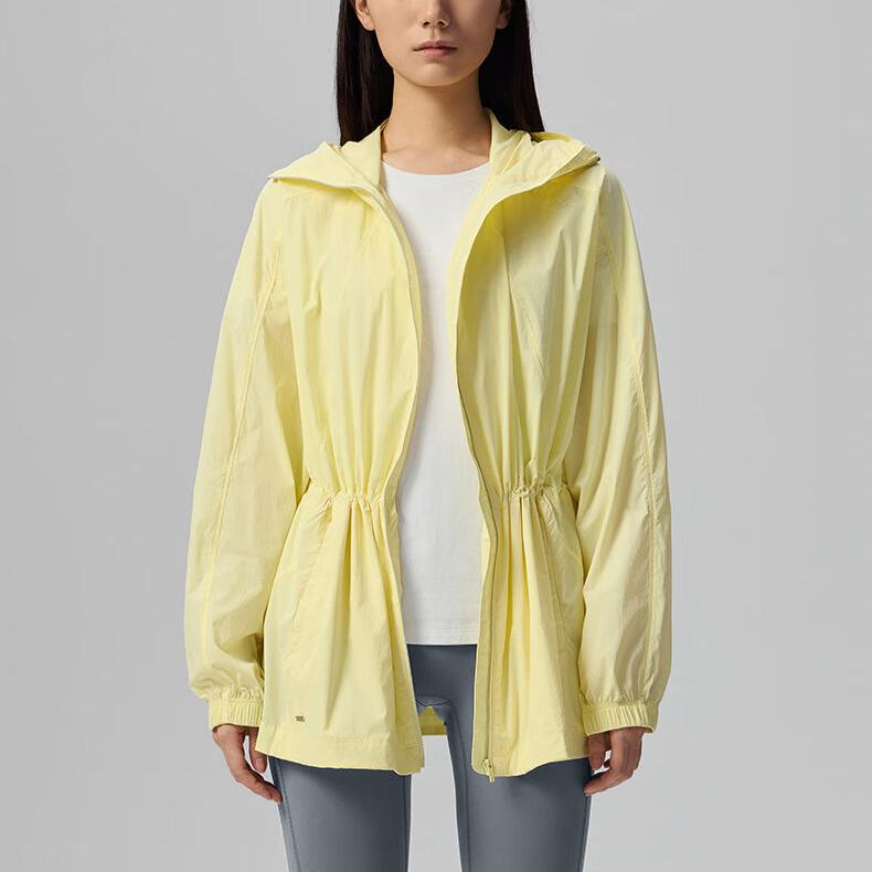 SAUCONY Hooded Solid Color Drop Shoulder Zip Jacket Unisex Jacket Clear-Yellow SA1259SC01L-YL033