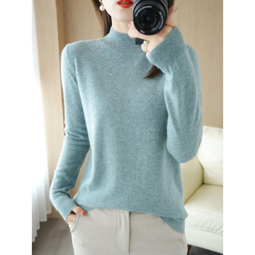 

Кашемировый свитер из мериносовой шерсти, женский вязаный свитер, водолазка, пуловеры с длинными рукавами, осенне-зимняя одежда, теплые джемперы, топы M зелёный