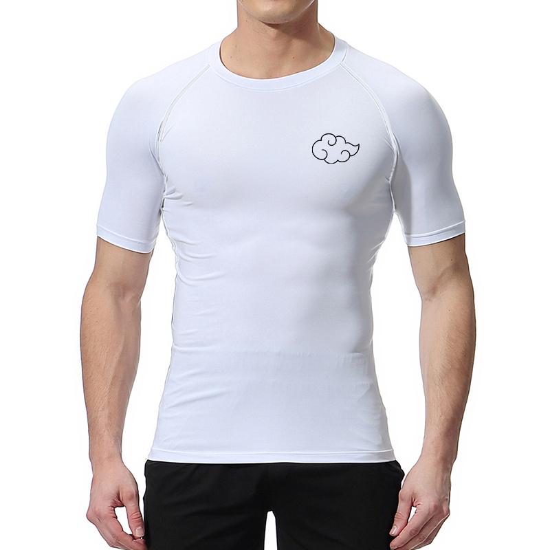 Cloud Print Compression Shirt for Men Gym Workout Running Tshirts Undershirts Baselayers Athletic Quick Dry Tees Tops Activewear