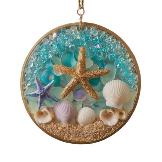 Starfish & Shell Hanging Ornament Acrylic Coastal-Themed Decor for Christmas Tree
