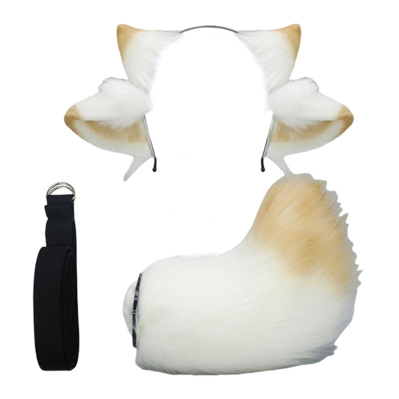 Sheep Ear Headband and Sheep Tail Set Halloween Sheep Costume Accessories for Kid Adult Halloween Christmas Cosplay