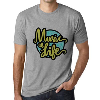 Grafisch T-shirt voor heren Music is Life gemêleerd grijs