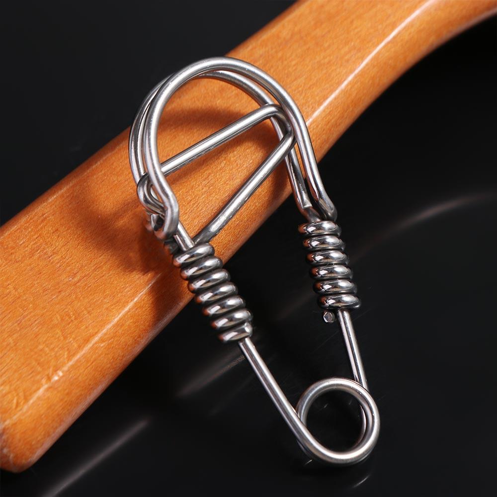 Stainless Steel Clasp Dual Lock Keychain Snap Clip Carabiner Key Ring  Outdoor Tools