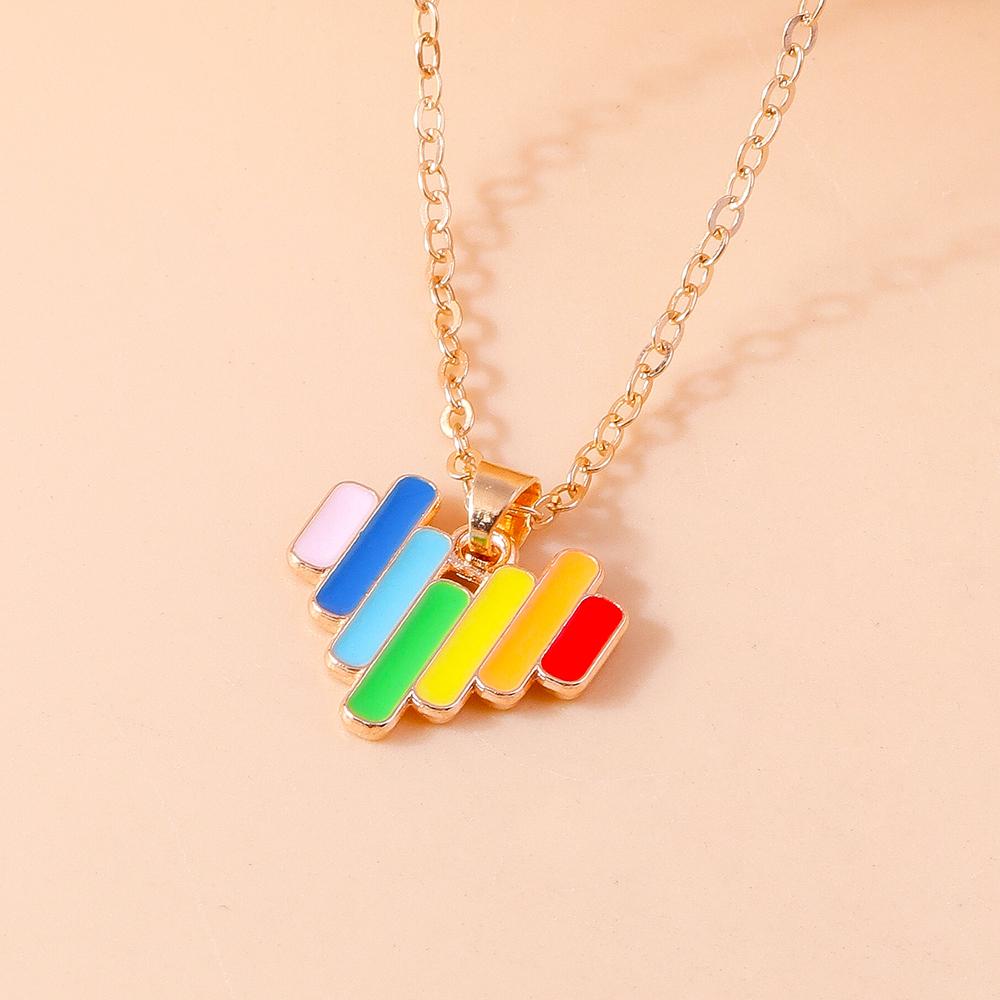 Cute Enamel Rainbow Flag Pendant Necklace for Women Girls Necklaces Chain Party Holiday Jewelry Gifts
