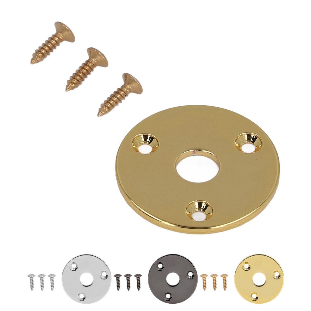 Guitar Jack Socket Plate Round Metal Input Output Cover Replacement Hardware for Bass with Mounting