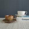 Retro Ceramic Coffee Cup and Saucer Set Light Luxury Ceramic Cup Niche Coffee Cup Latte Afternoon Tea Cup and Saucer Set
