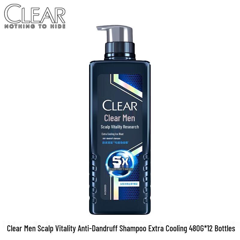 CLEAR Scalp Revitalizing Anti-Dandruff Shampoo, Refreshing Cool, 12-Bottle Case