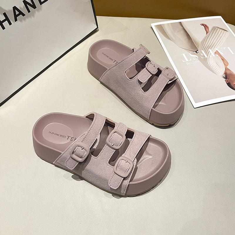 Beautiful Thick-bottomed Cool Slippers for Women's 2025 Summer New Outer Wear, High-end Sense Going Out with Skirt Slippers