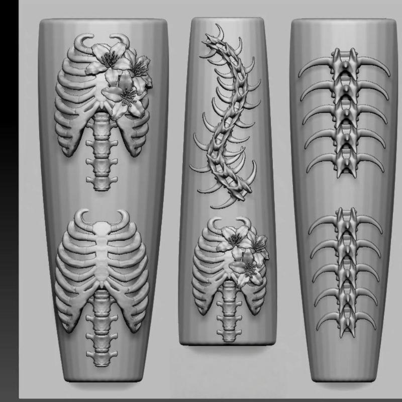 1/2 Pcs 3D Ribs Spine Bone Acrylic Mold Diy Doll Design Transparent Silicone Manicure Template Nail Accessories