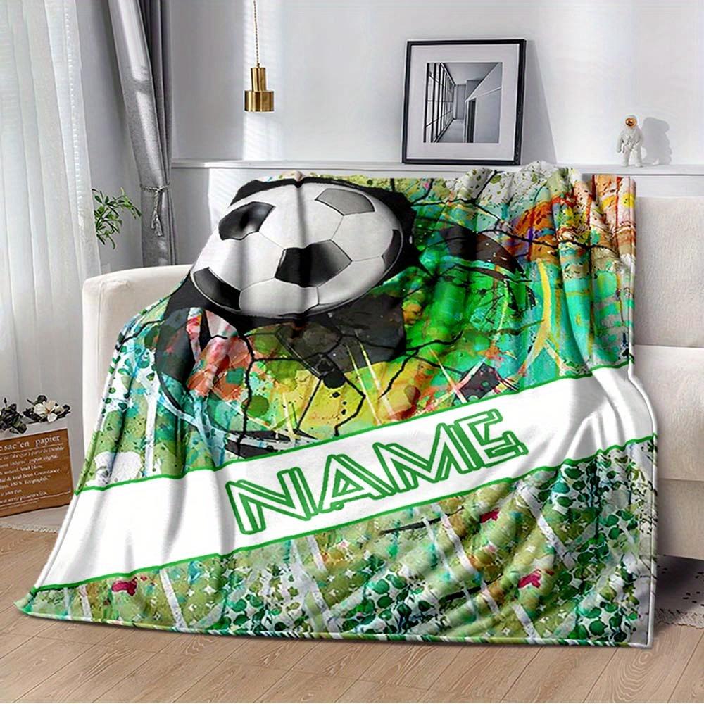 240Gm2 Football Style Customize Your Name Outdoor Blanket Suitable For All Seasons Comfortable And Warm Soft Blanket Suitable For Travel Gifts For