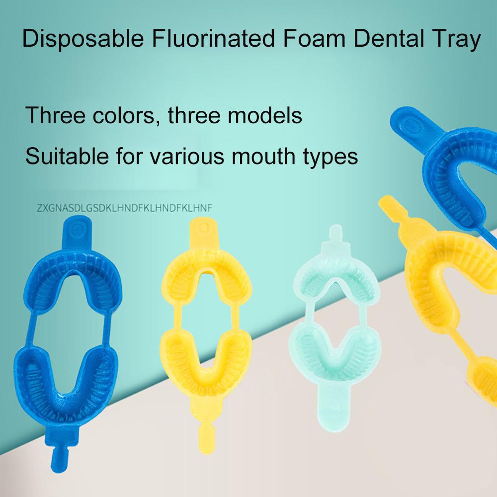 100 Pairs Disposable Dental Tray Fluoride Foam Impression Trays Large Medium Small Size Dentist Materials