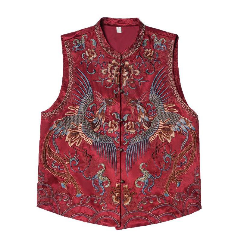 2025 Ethnic Style Women's Sleeveless Embroidered Floral Vest Cardigan
